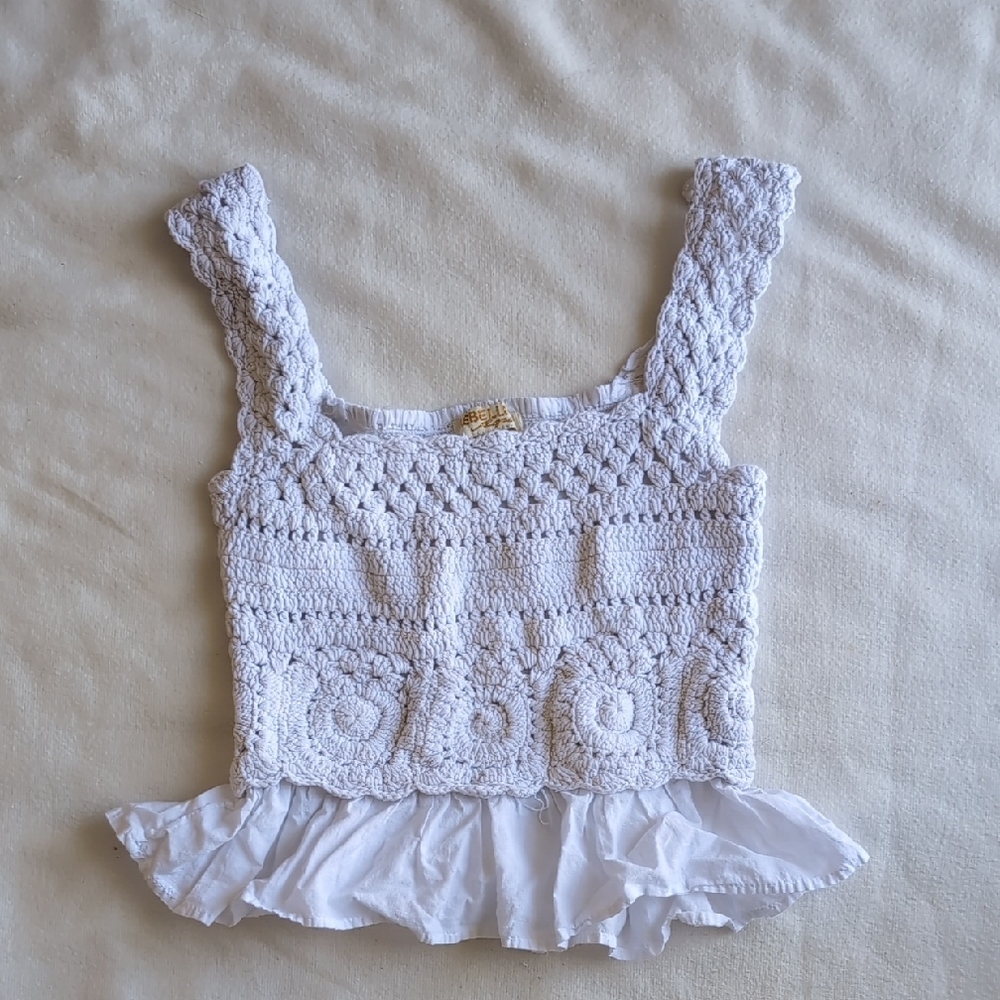 White Crochet Tank Top
